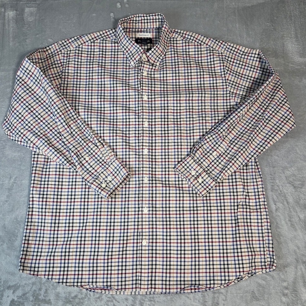 Jos A Bank Men's XL Traditional Fit Button-Up Long Sleeve Shirt Plaid